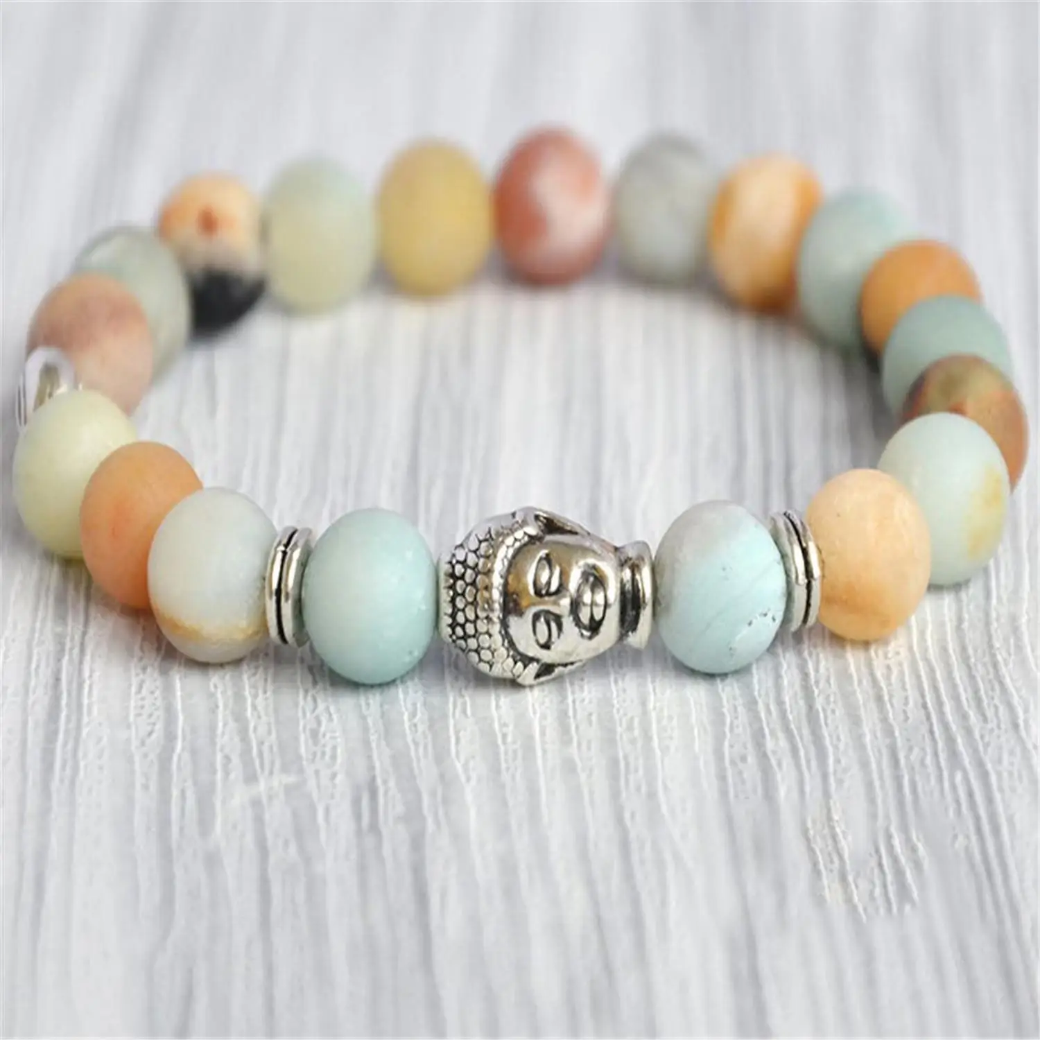 

8mm Matte Amazoniteite Stone Beads Mala Bracelet Jewelry Lovers Adjustable Trendy Wrap Unique Cuff Teens Prayer