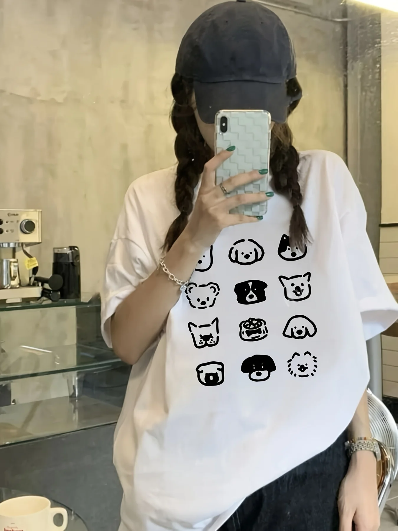 

Summer Fashionable Cute Cartoon Patterns Printed Loose Short-Sleeve T-Shirt Korean Style for Women's Casual Breathable Tops