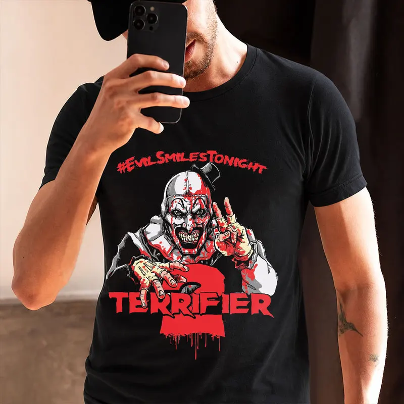 Retro Horror Movie Terrifier Art The Clown Killer Scary Halloween Gift T Shirt 0912 Short Sleeve Graphic clothes All size tops