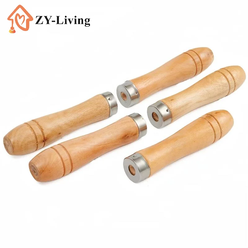 5pcs Wooden File Handle Replacement Strong Metal Collar For File Craft Tool 9cm Wood Rasp Woodworking Polishing Rust-Proof