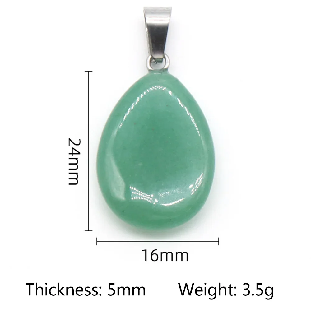 1PC Radom WaterDrop Shape Pendant 24x16mm Natural Crystal Aventurine TigerEye Quartz Gemstone Jewelry ﻿Bracelet Earring Necklace