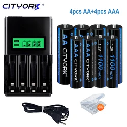 CITYORK 1.2V AA+AAA akumulatory AA 3000mAh AAA 1100mAh aa 2A Bateria aaa nimh i ładowarka LCD 1.2V AA AAA