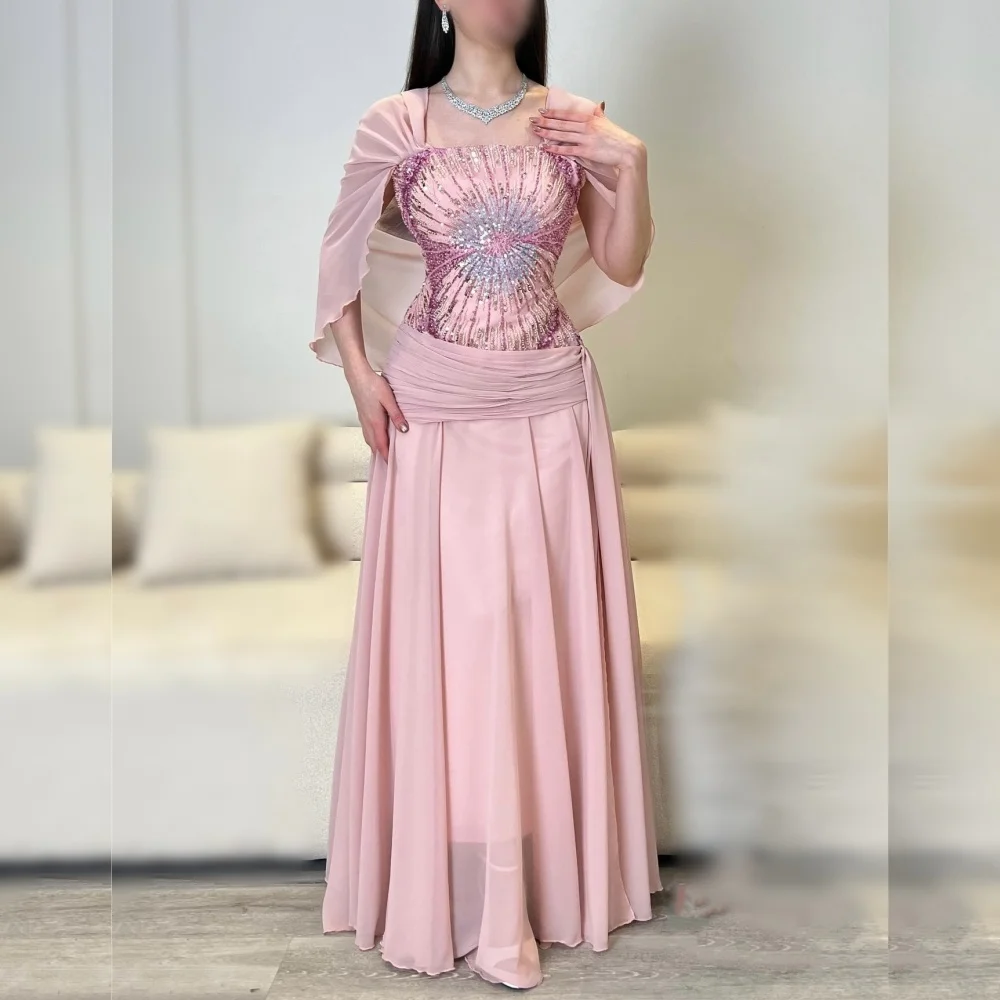 Maßgeschneidertes Luxus-Abendkleid mit Pailletten, glitzernd, ärmellos, A-Linie, Chiffon, lange Kleider, exquisite Partykleider, hohe Qualität