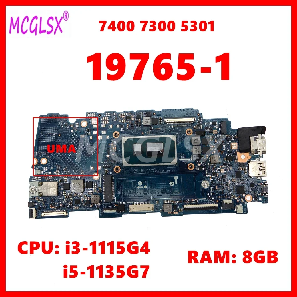 19765-1 Laptop Motherboard For Dell Inspiron 7400 7300 5301 Vostro 5301 Mainboard i3 i5 i7-11th Gen CPU 8GB/16GB RAM UMA/DIS