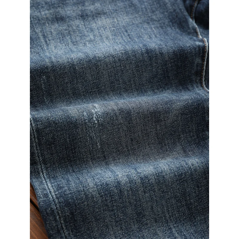 Light Luxury Trendy Jeans Men High-End2025High-end Fashion Embroidered Printed Slim Straight Vintage Long Pants