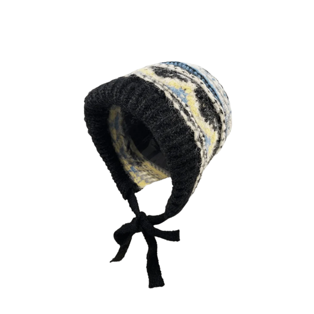 

Повседневная теплая вязаная шапка в этническом стиле Fair Isle, ветрозащитная, ретро, осенне-зимняя