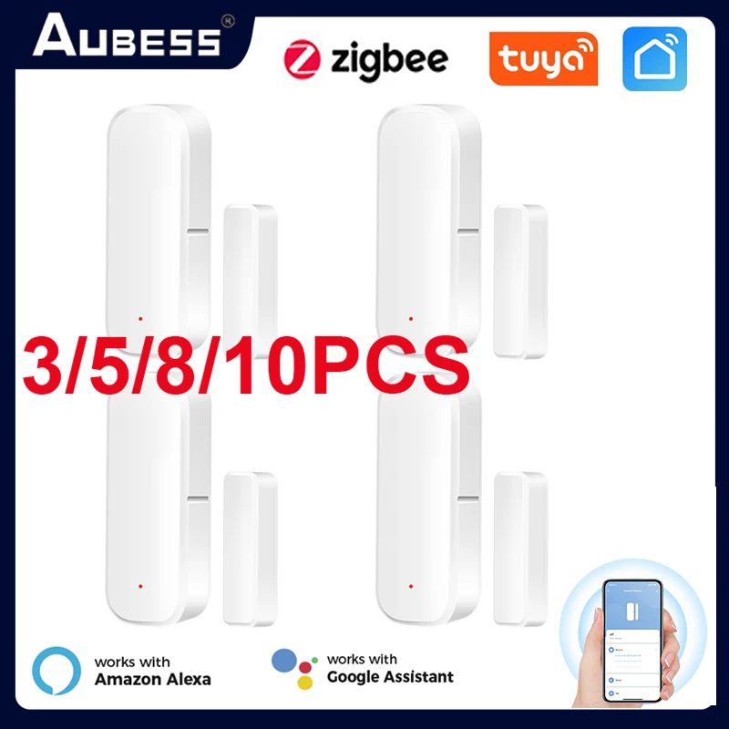 Sensor inteligente ZigBee para puerta y ventana, Detector con aplicación Tuya Smart Life, sistema de alarma de protección de seguridad para el