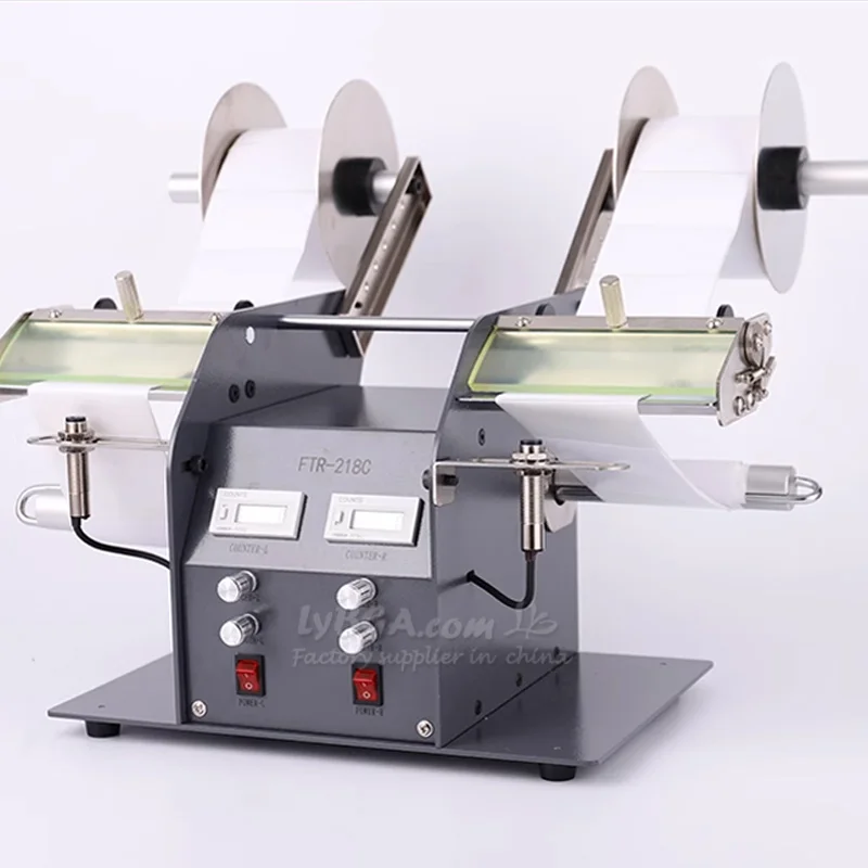 Pengupas Label Ganda FTR-218C dengan Panjang yang Dapat Disesuaikan dan Fungsi Penghitung, Pengupas Label Kemasan, Pengupas Label Kepala Ganda