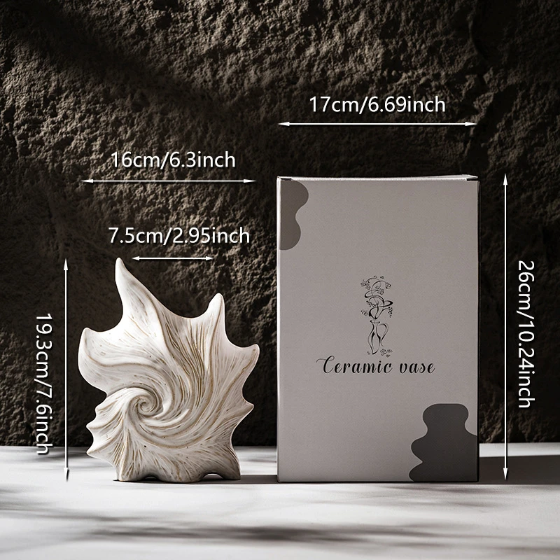 CAPIRON Ceramic Conch Vase Modern Minimalist Home Design Ornaments Mantel Bookshelf Living Room Desktop Decoration Accessories