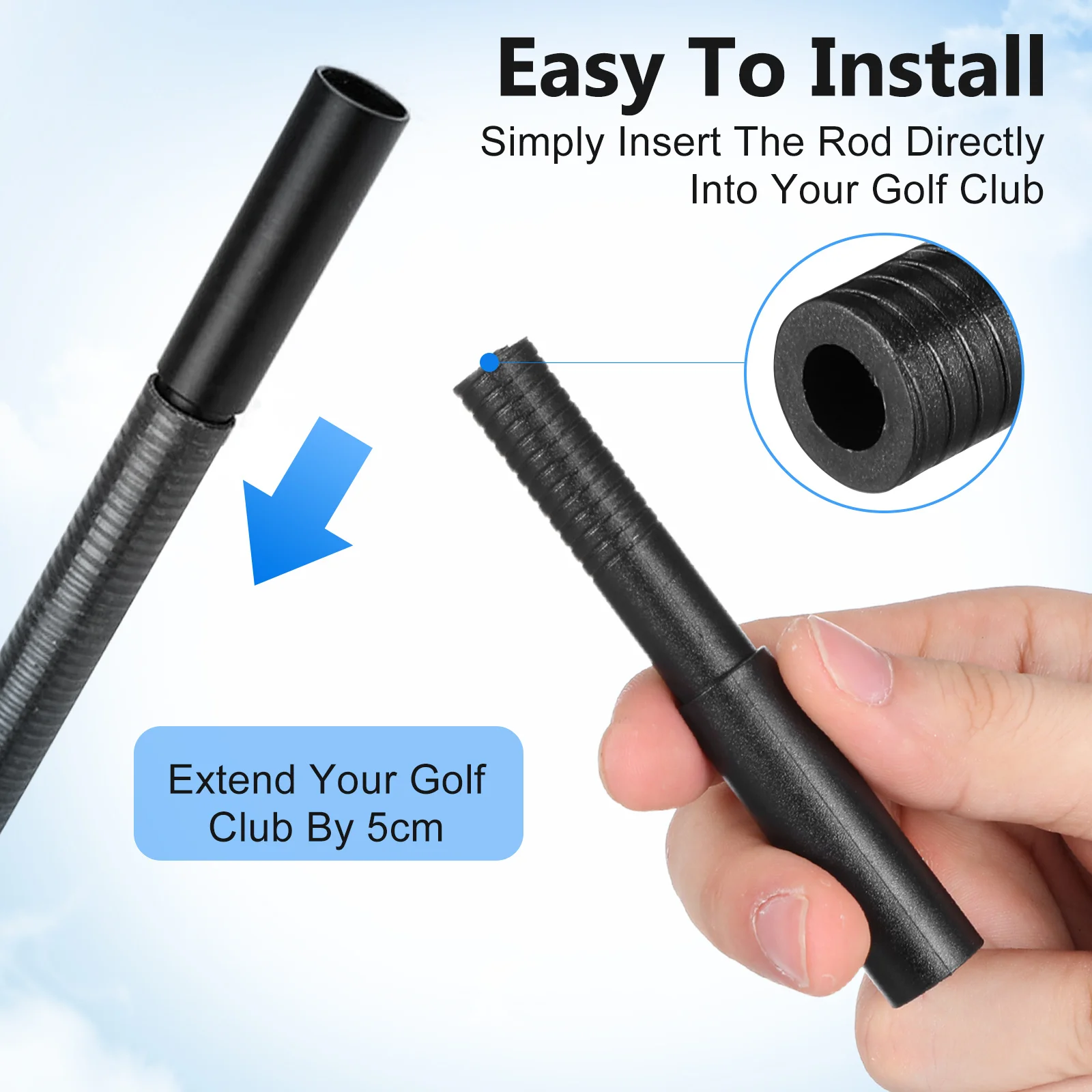ゴルフクラブ用延長ロッド 2本 シャフトエクステンダー スティック パタークラブアクセサリー 耐久性のある軽量素材