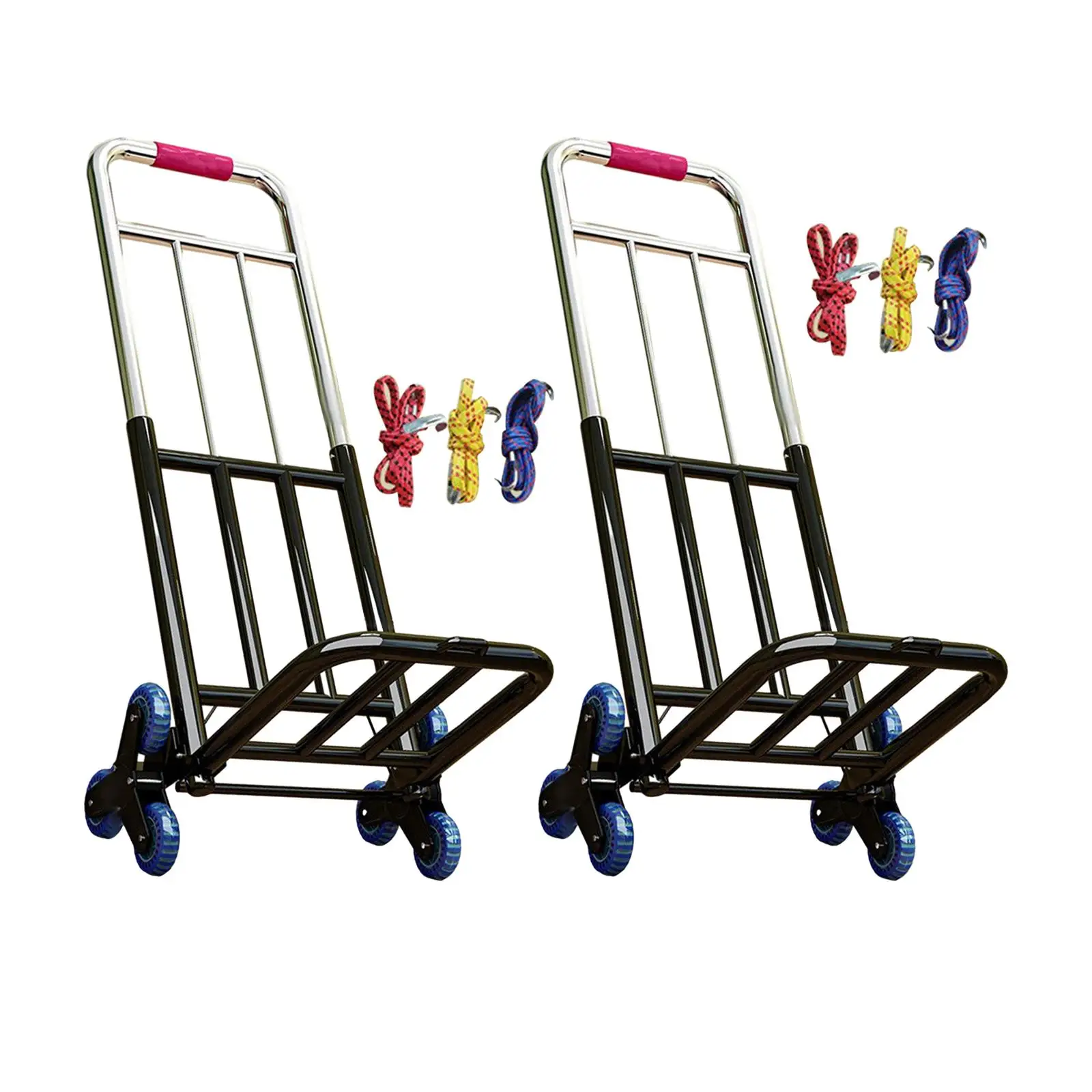 Portable Adjustable Foldable Hand Trolley Cart Adjustable Handle Stair Climbing Cart for Household Transport Trailer