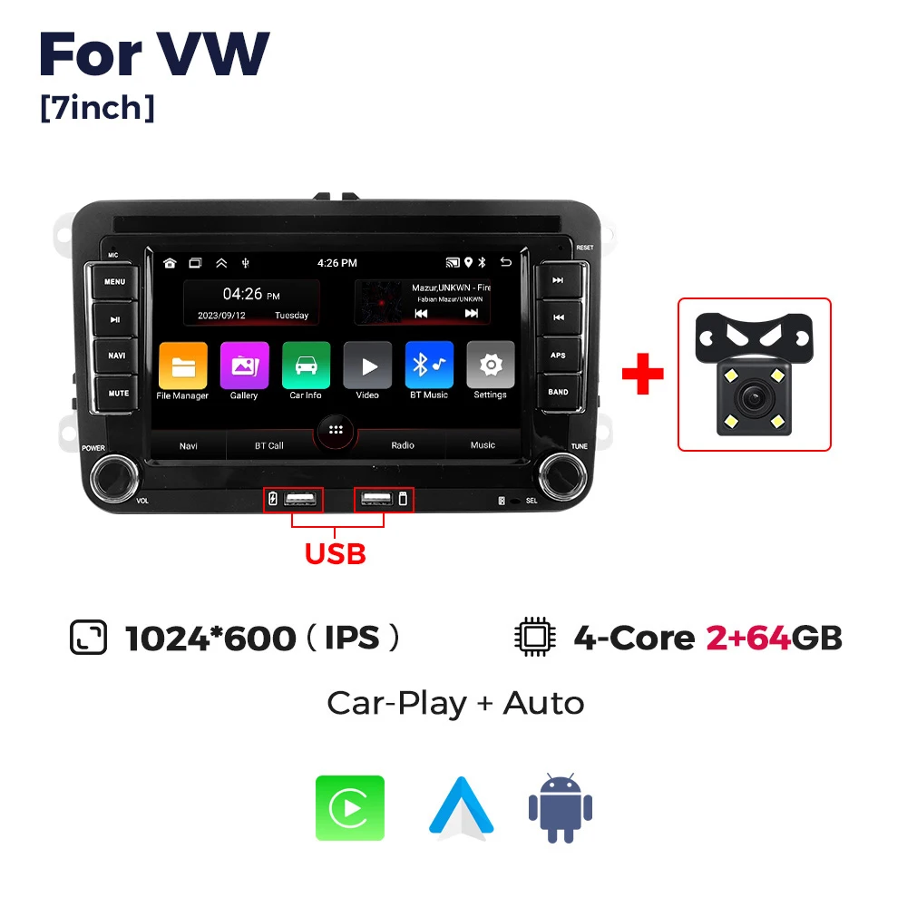 MEKEDE Android 15 Carplay autoradio voor Volkswagen Passat b6 b7 golf 5 6 Polo Jetta Skoda Navigatie FM Audio Stereo Head Unit