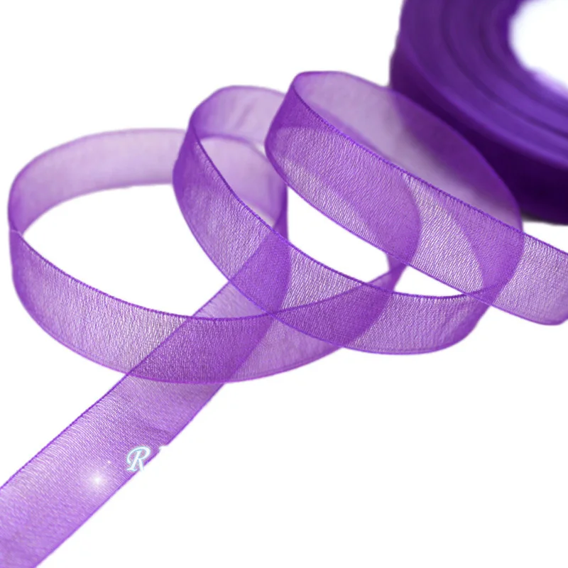 (50 yards/roll) 1/2''(12mm) deep purple organza ribbons wholesale gift wrapping decoration Christmas ribbons