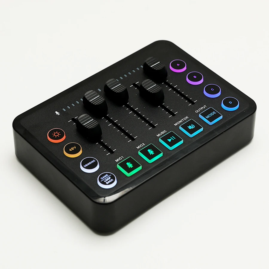 

Gaming Audio Mixer with Voice Changer,Streaming RGB PC Mixer with XLR Microphone Interface,48V Phantom Power,for Podcasting