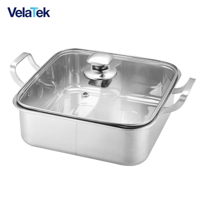 304 Stainless Steel Square Hot Pot Suitable for Gas Stove and Induction Cooker