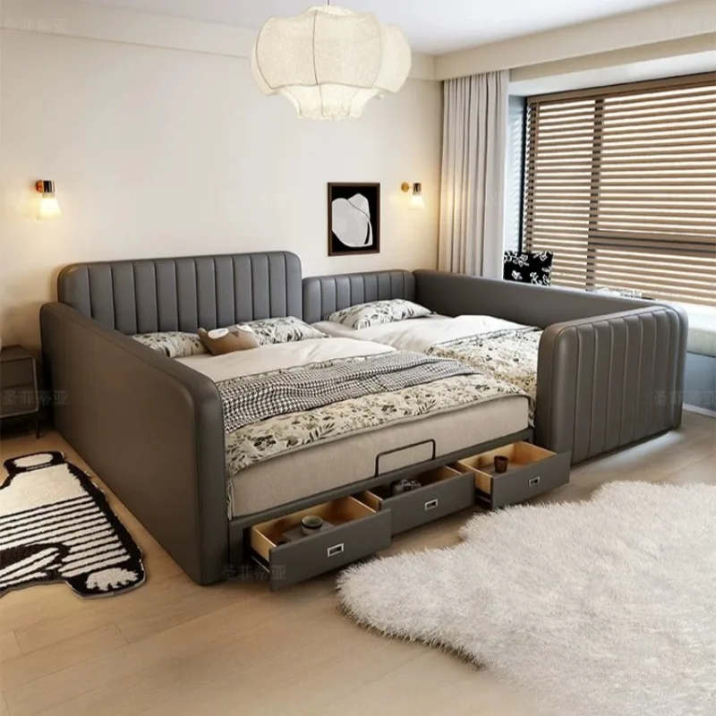 

Family Storage Bed King Size Queen 180x200cm Large Bed Frames Headboard Full Size Unique Minimalist Home Bedroom Furniture