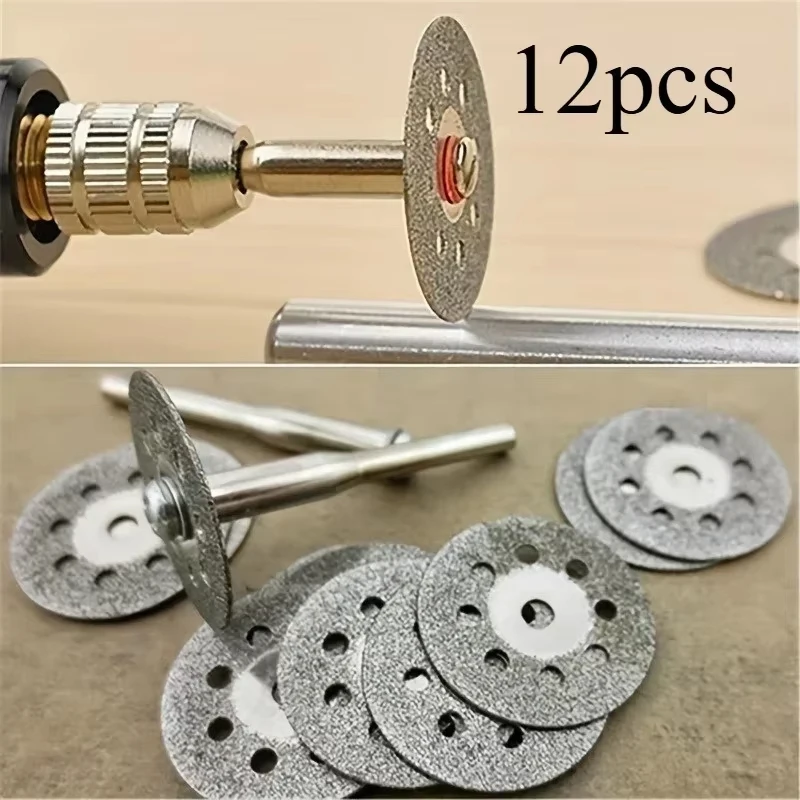 12 Stück 22/25mm Diamant-Trennscheiben 3mm Schleifscheiben-Dorn für Metallschneiden Rotationswerkzeug Elektroschleifer-Zubehör
