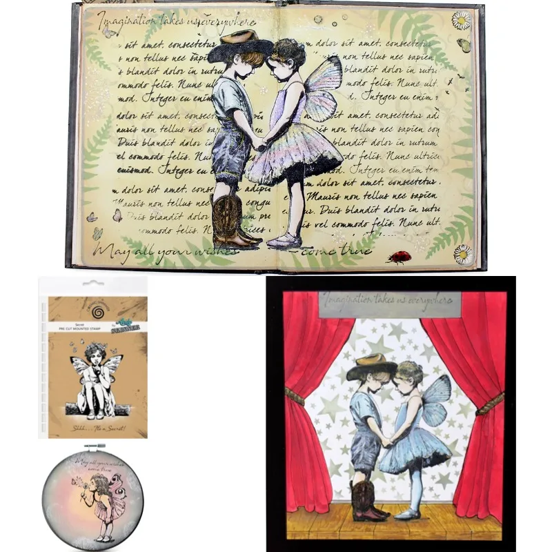 Girl Sat on the Tree Stump and Extended Her Finger Metal Cutting Stamps Scrap Booking Background DIY Decoration Craft Embossing