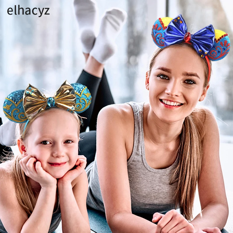 2026 Prinzessinnen-Mausohren-Stirnband für Mädchen und Frauen, Cosplay-Pailletten-Schleife, Schneewittchen-Haarband, Party-Festival-DIY-Accessoires, Kopfschmuck – Detail 8