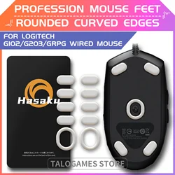 2 Sets HASAKU Rounded Curved Edges Gaming Mouse Feet Skates for Logitech G102 G203 GPRO Wired Mouse Feet Pad Replacement