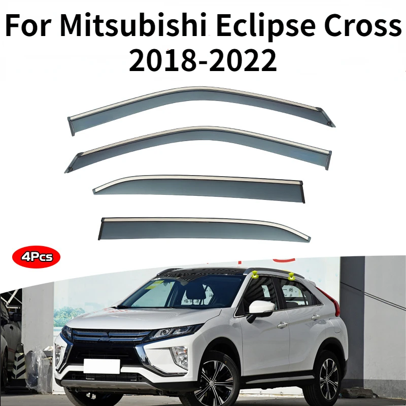 For Mitsubishi Eclipse Cross 18-2022 Accessories Bright Strip Wind Deflectors Visors Rain Guard Door Visor Vent Shades Ventvisor