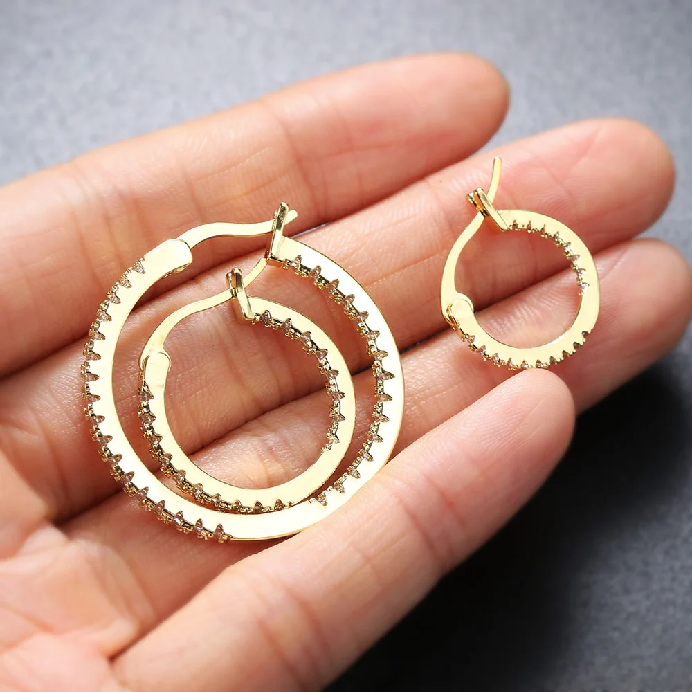 Punk Round Hoop Earrings For Women Fashion Crystal Small Circle Gold Color Cartilage Earings Girl Party Jewelry Accessories E398