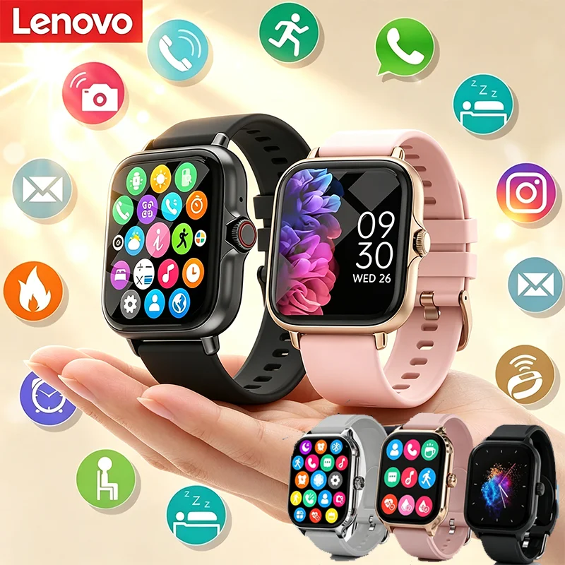 Lenovo Sport Smartwatch Men Women Waterproof Fitness Tracker Wireless Call Health Monitor Clock Smart Watch for iOS Android