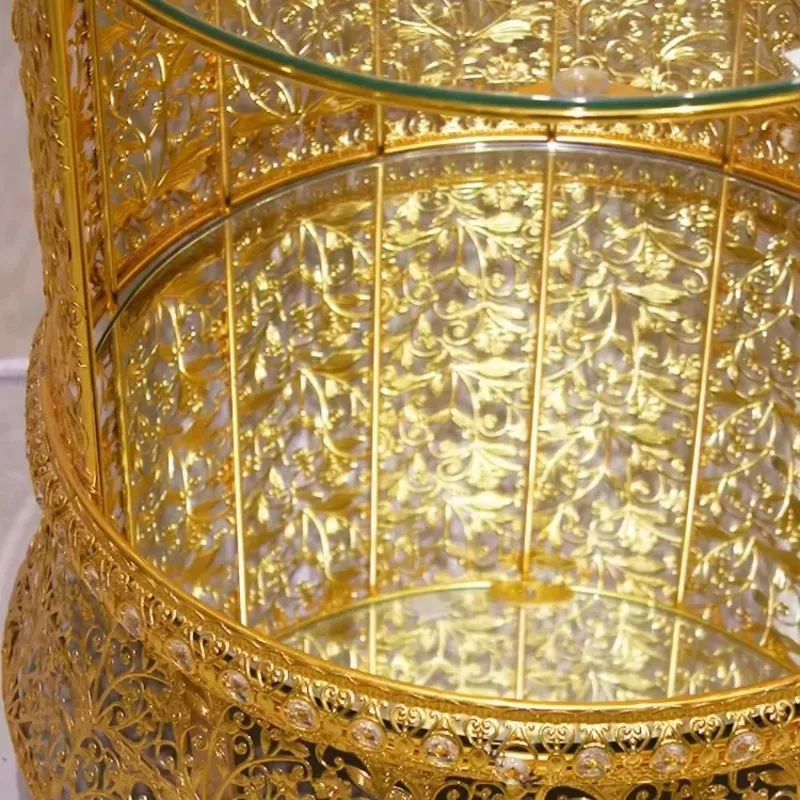 Factory Direct Sale Luxury Hotel Wedding Decoration Flower Stand Golden Birdcage Decoration Flower Stand