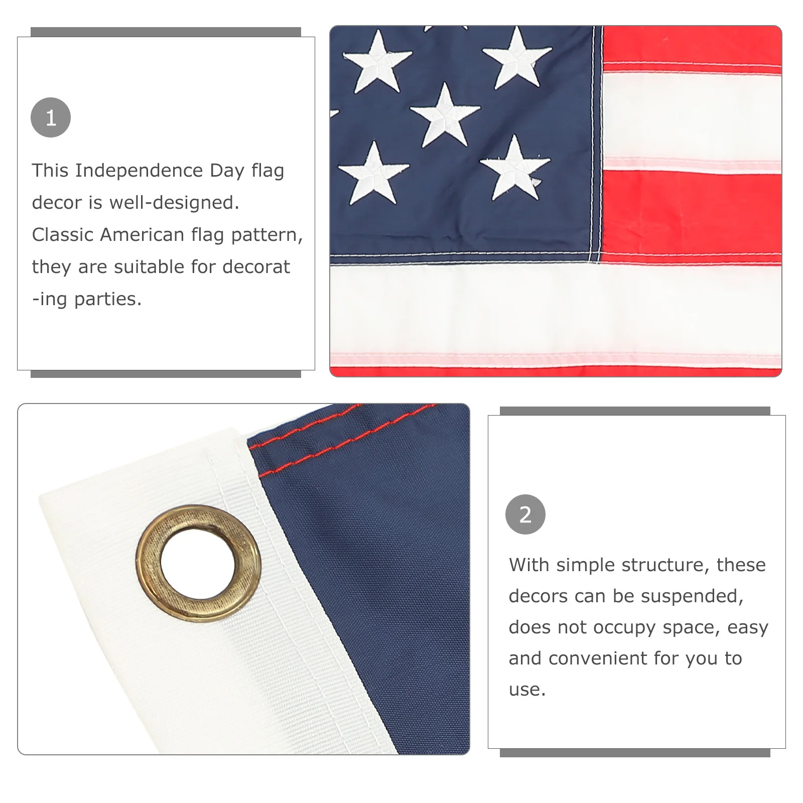 

Decorative Embroidery American Flag Hanging Decor Festival Party Scene Independence Day Flag Decor American Flags for Outside