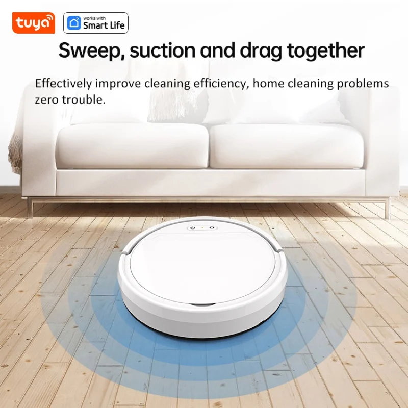 Tuya WiFi Robot Vacuum Cleaner, Tangle-free Suction , Slim Automatic Self-Charging, Schedule Cleaning, For Pet Hair Floor