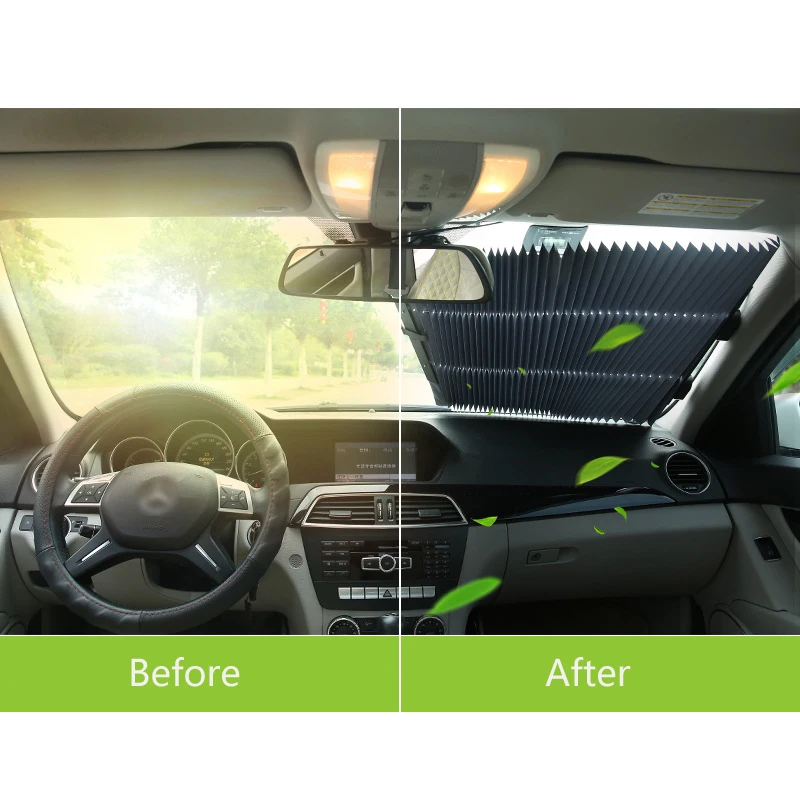 Auto Car Retractable Sunshade Sun Insulation Block Retractable Windshield Sun Shade Front Rear Sunshade for Car UV Protection