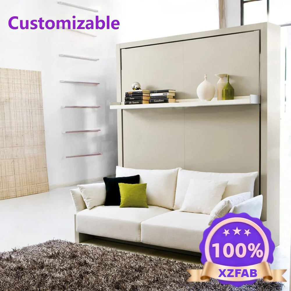 Factory Direct 2026 Multifunctional Flip Bed Modern Integrated Wall Bed with Wardrobe Side Flip for Small Apartment