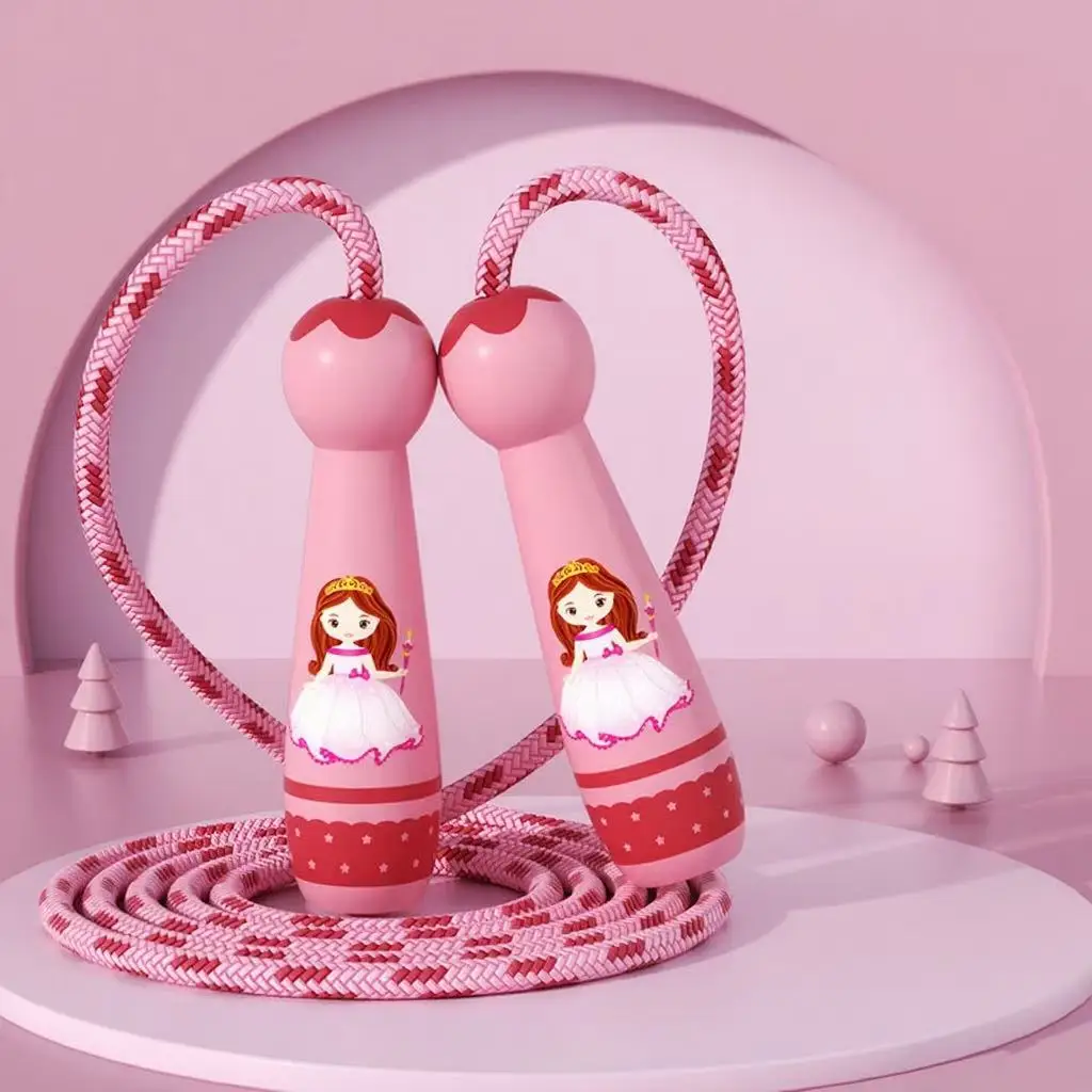 Verstellbares Kinder-Springseil – geflochtenes Springseil aus Baumwolle mit Holzgriff für Kleinkinder, Jungen und Mädchen, Fitness-Workout für Anfänger – Detail 5