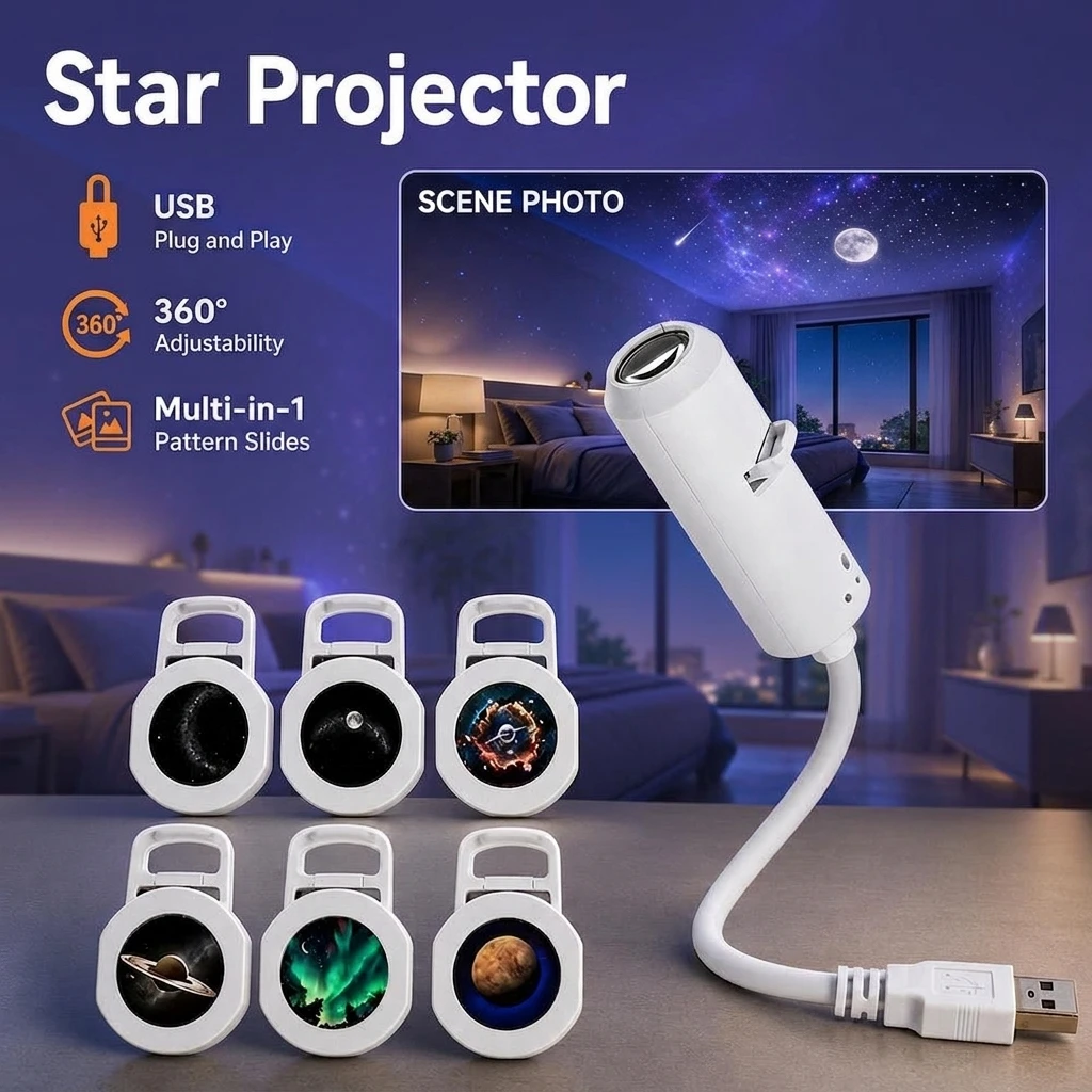 Children's Starry Sky Projection Lamp Intelligent Moon Light Interstellar Universe Theme for Christmas Halloween