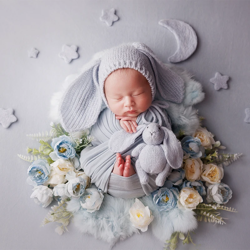 7 قطعة ورأى الصوف النجوم والقمر الوليد التصوير الدعائم خلفية اكسسوارات صغيرة الغلاف الجوي القمر والنجوم الطفل تبادل لاطلاق النار الدعائم #3