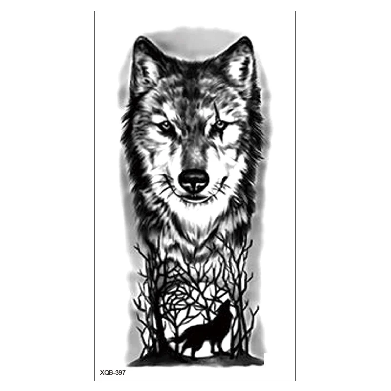 Realistic Black Tiger Wolf Temporary Tattoos For Men Adult Tiger Clock Fake Tattoo Scary Tattoo For Men Women