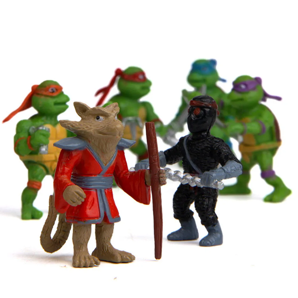 6pcs เต่านินจาวัยรุ่นอะนิเมะ PVC Action Figure Raphael Donatello ของเล่น Charm Desktop Decor ตุ๊กตาเด็กของขวัญ