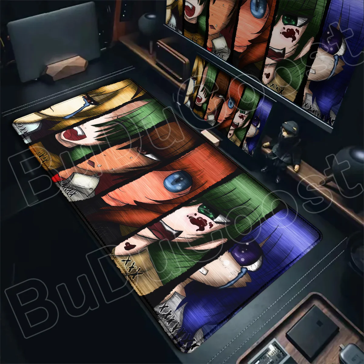 Alfombrillas de teclado grandes para oficina y portátiles, alfombrillas de ratón para juegos populares Higurashi When They Cry, alfombrillas de ratón de goma antideslizantes Kawaii Girl Furude Rika.