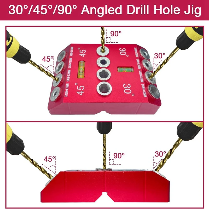 30 45 90 Degree Angle Drill Guide Jig Drill Guide With 4 Bits, 4 Sizes Drill Jig Set For Angled And Straight Holes