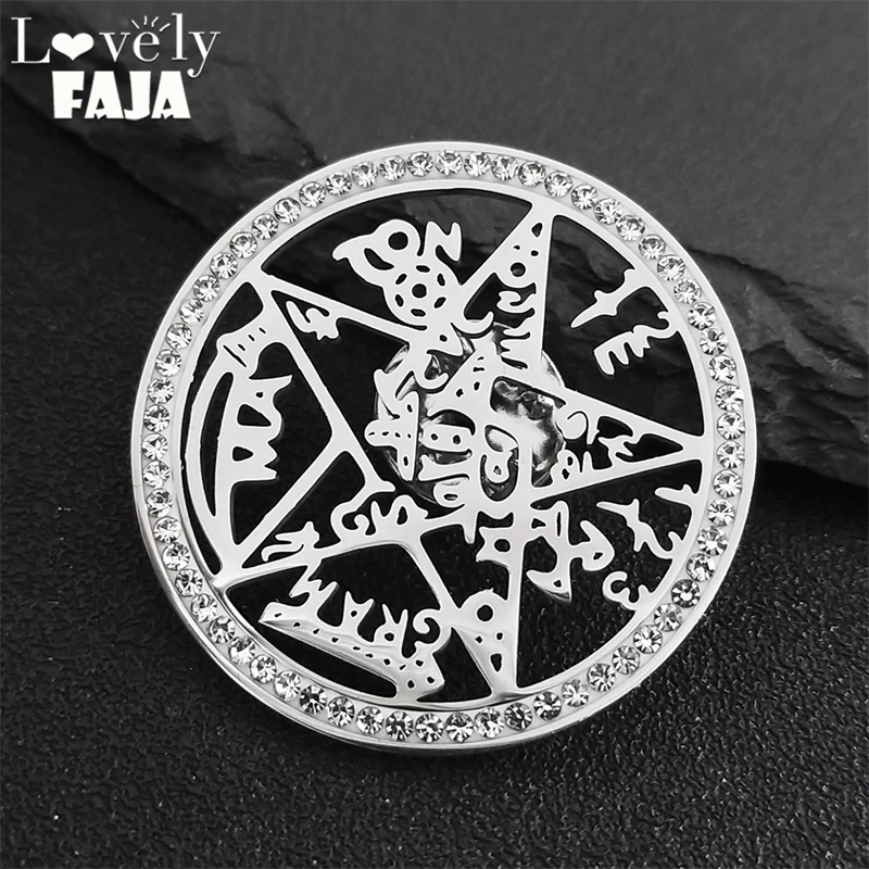 Кристалл Tetragrammaton пентаграмма еврейская еврейская брошь булавки для женщин и мужчин нержавеющая сталь серебряный цвет ювелирные изделия свадебные подарки XS03