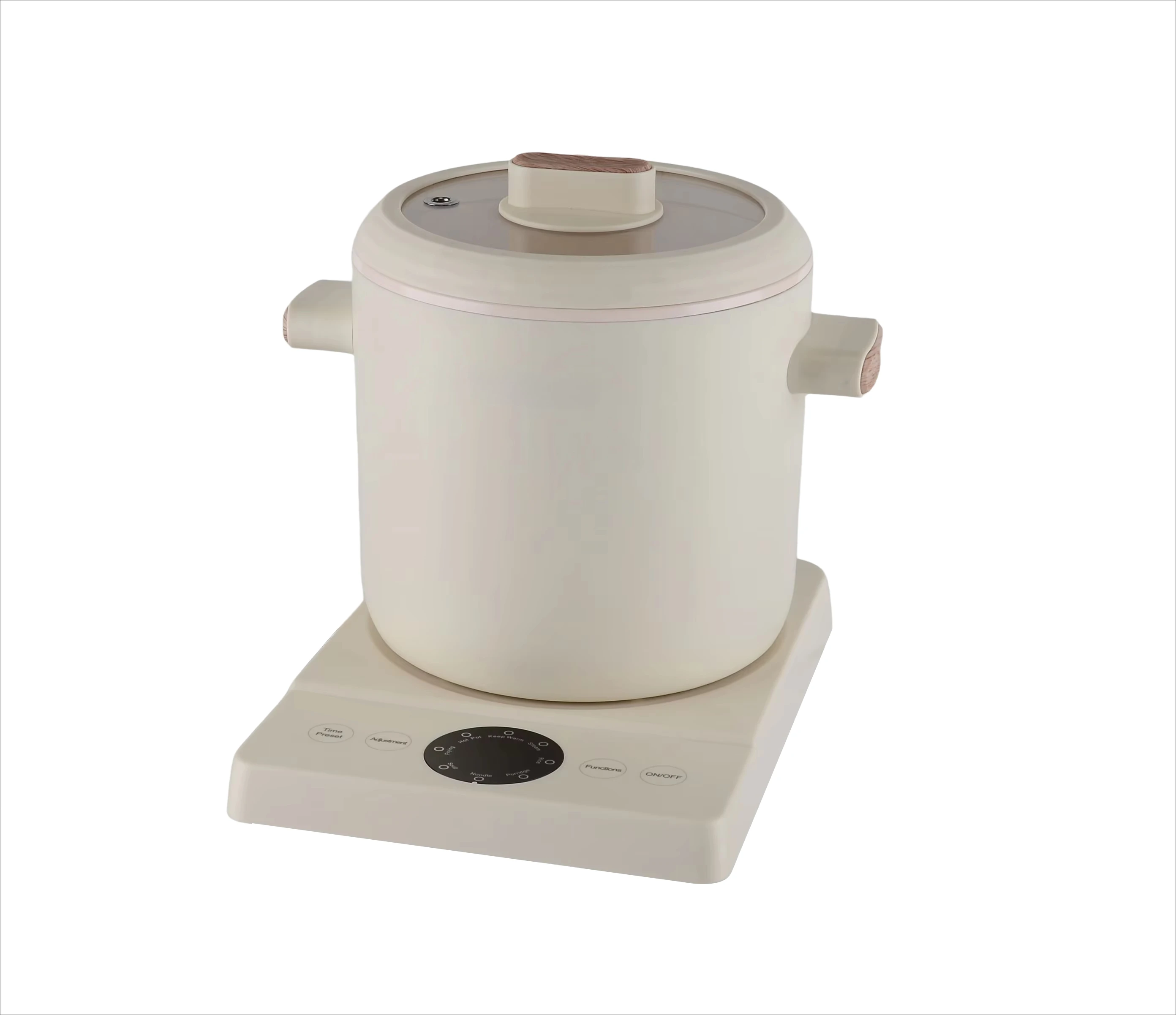 8種類の調理機能（揚げ物、蒸し、ご飯、鍋、スープ、おかゆ）を備えたセラミックコーティングのデジタル多機能調理器