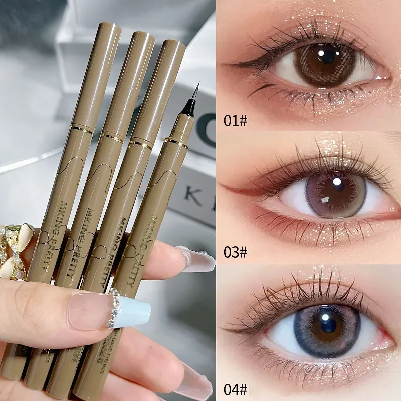 1pc Waterproof Quick Dry Liquid Eyeliner Pen Ultra-fine Matte Finish Smudge-proof Beauty Eye Makeup Black/Brown Options