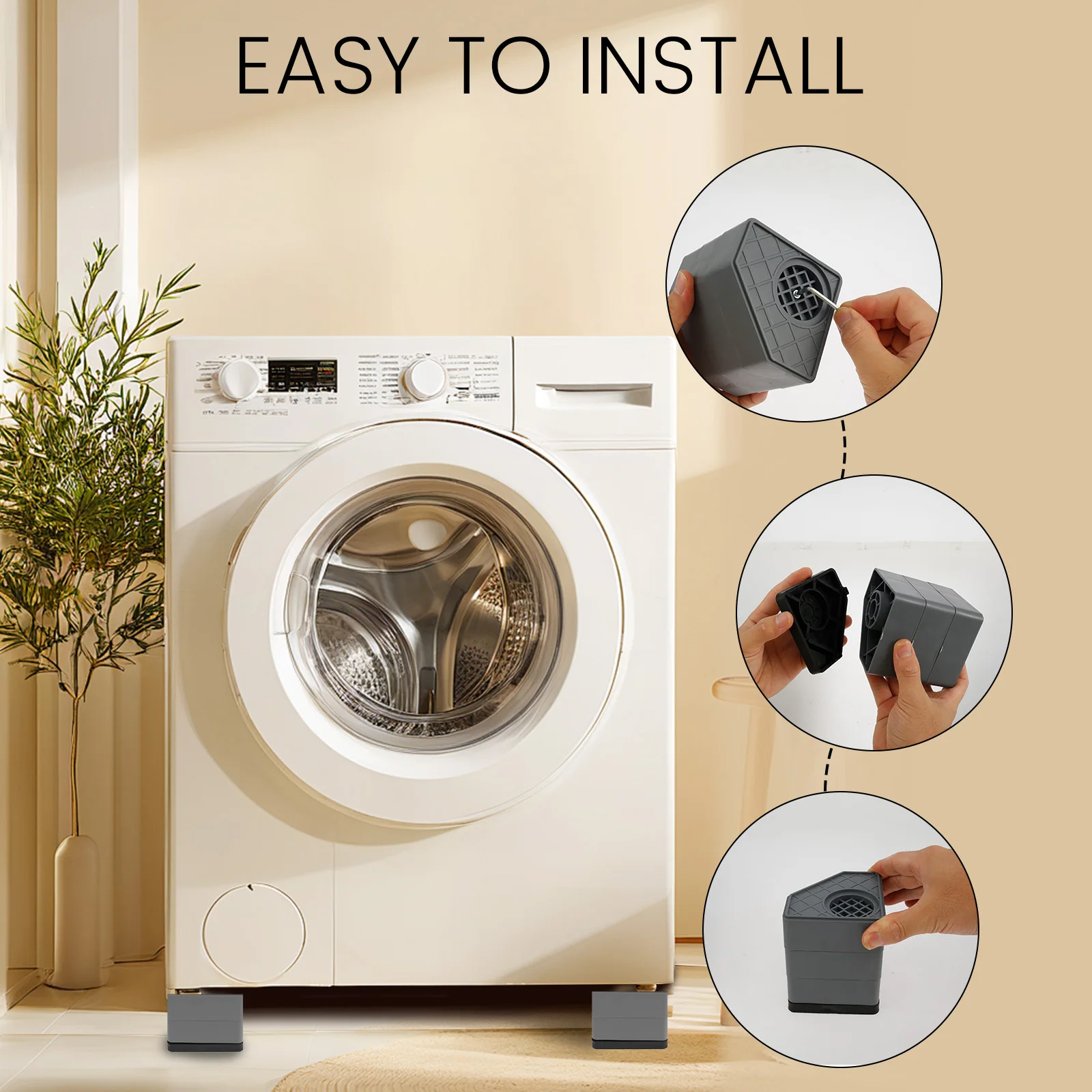 وسادة قدم للغسيل مضادة للاهتزاز ، وسادات قابلة لإعادة الاستخدام ، مجفف مضاد للاهتزاز ، دعامة صدمات ، لوازم منزلية مانعة للانزلاق ، قاعدة ثابتة ، 2-3 طبقات ، 4 VA #2