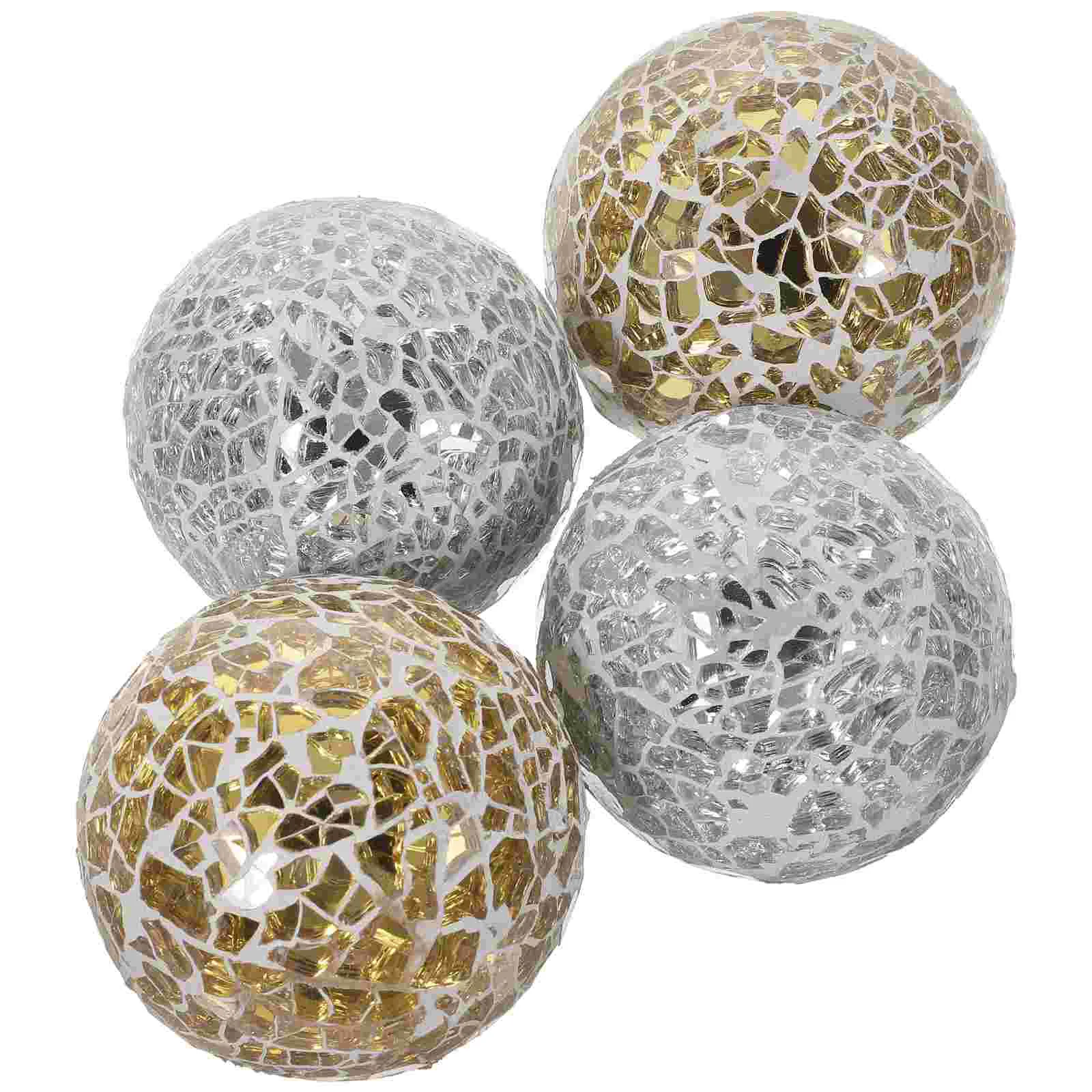 4 Pcs Mosaic Ball Sphere 6cm Home Accessories Glass Desktop Ornament Household Tabletop