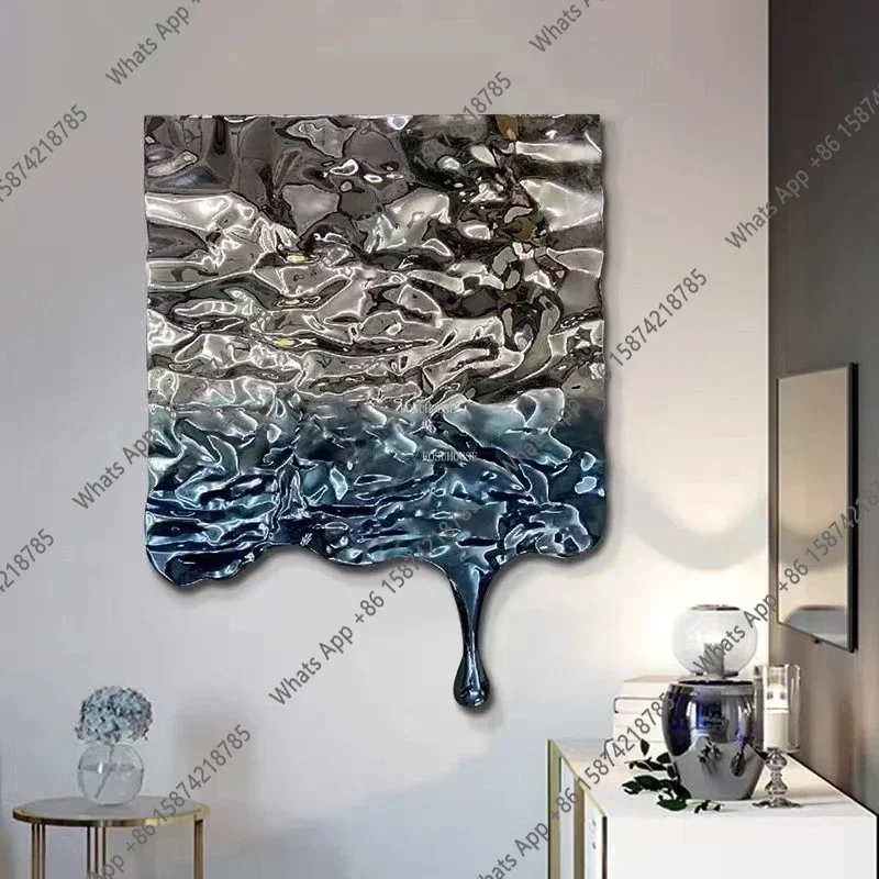 40 C Designer Stainless Steel Hanging Decoration Art Home Decor Gradient Water Ripple Living Room Background Wall Decoration Cus