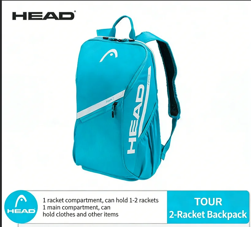 25L HEAD Tour Team Series Tennis Racket Bags for Men Women Orange Pink Original Comfortable Backpack With Shoe Storage 2 Rackets