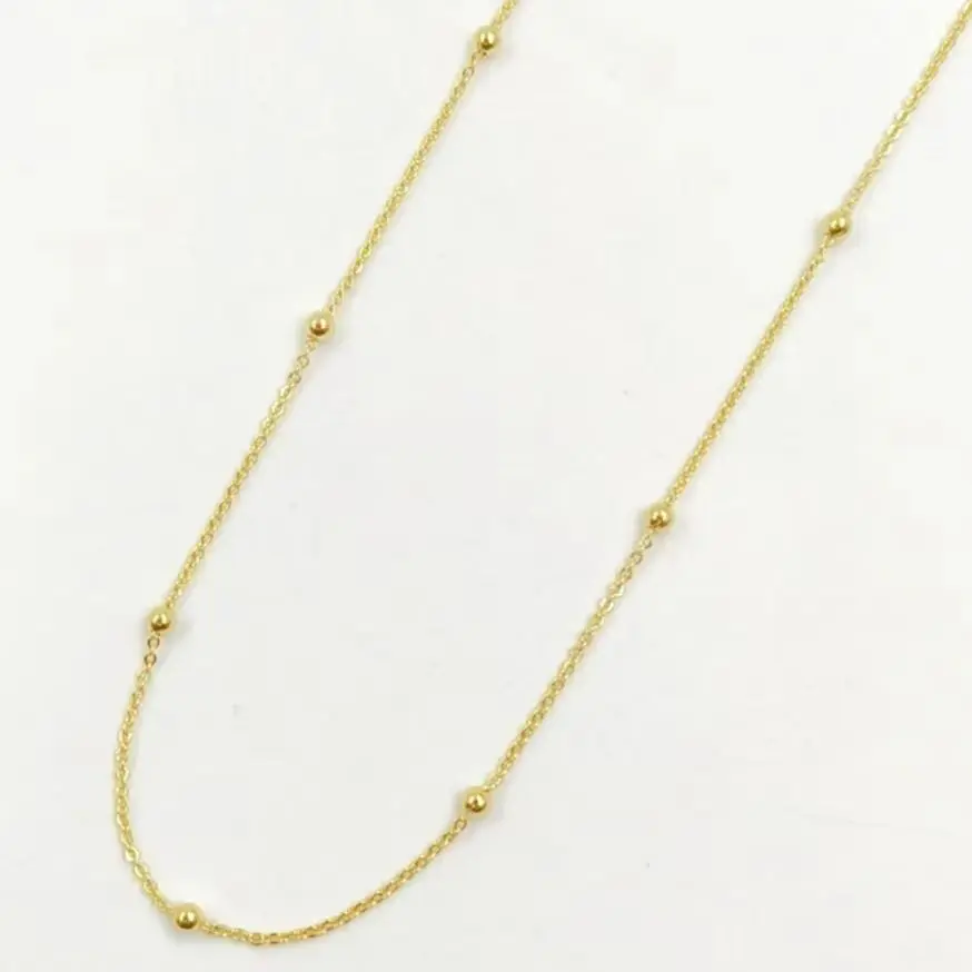 WT-N1058 Wholesale Classic Style 18k Gold Plated Beads 18 Inch Chain Necklace Can Be Adjustable Accessory Findings