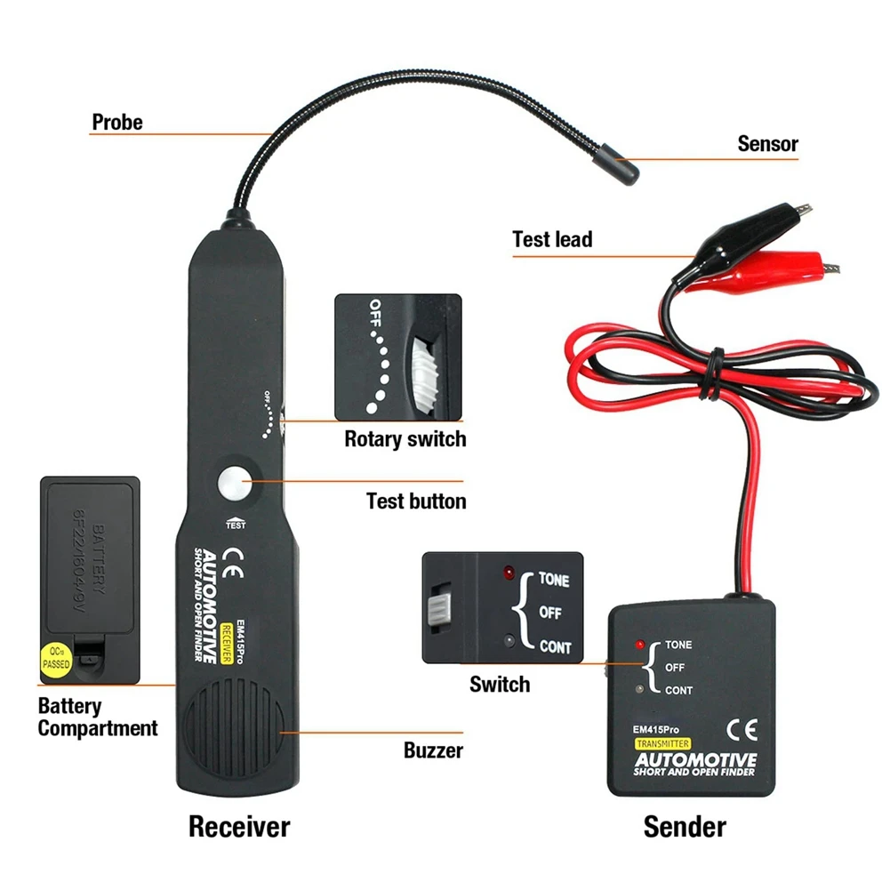 Automotive Wire Short Open Finder Circuit Detector Power Cable Tester Tracer EM415PRO Scanner Diagnostic Tool voor boot