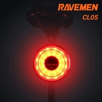RAVEMEN CL05 Rear Bike Light 30 Lumen Rechargeable Tail Light in Warning Flashing Mode with Light Sensor for Road MTB Cyclists