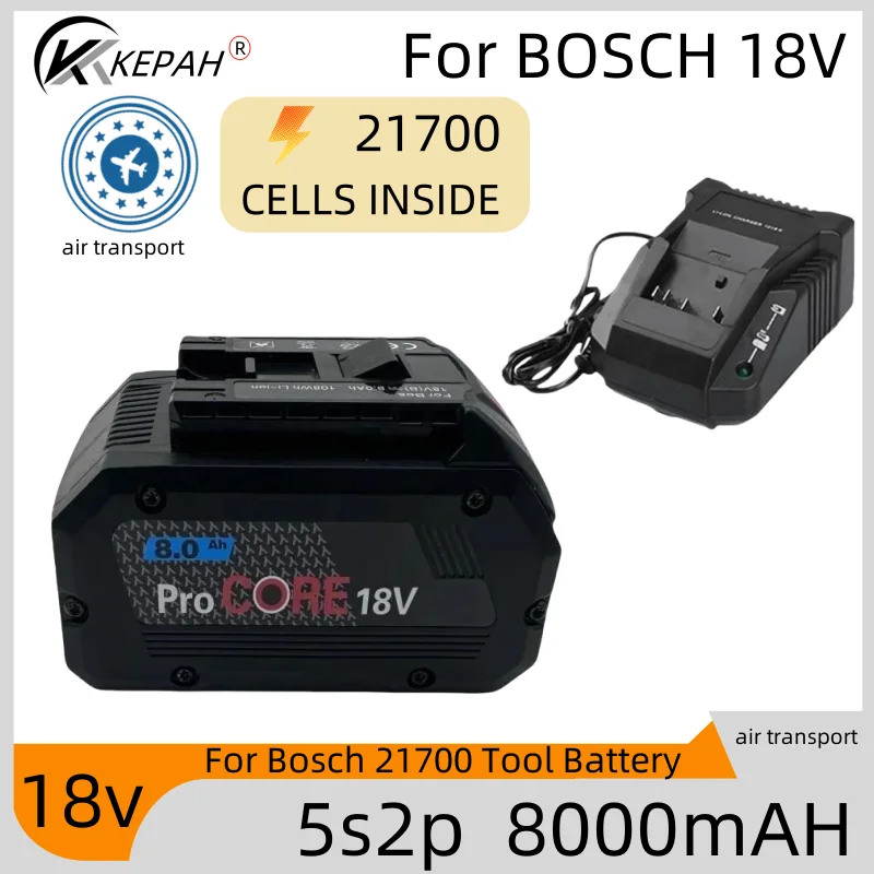 

Bateria para o profissional 18V 21700 de for BOSCH, ProCore 18V, substituição do Li-íon para BAT609 e BAT618 com BMS, 8Ah,